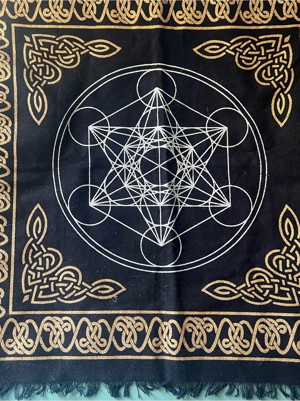Black and Gold Geometric Wall Tapestry - Home Wall Decor/Altar Cloth
